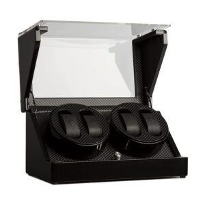 Klarstein CA2PM, naťahovač na hodinky, 4 hodiniek, karbónový vzhľad