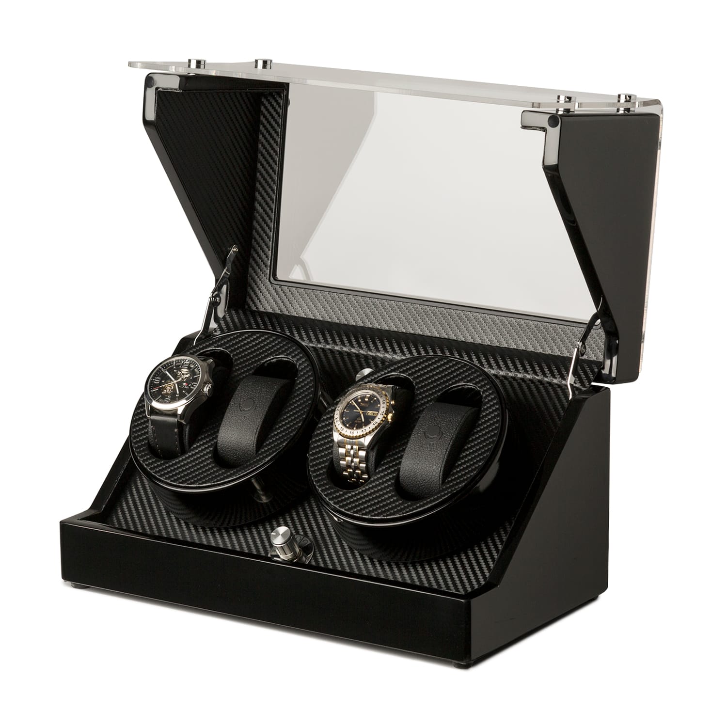 Klarstein CA2PM, naťahovač na hodinky, 4 hodiniek, karbónový vzhľad – Obrázok 5