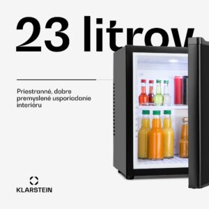 Klarstein Happy Hour, minibar, 5-15°C, energet. trieda G, tichý, 23dB, LED svetlo