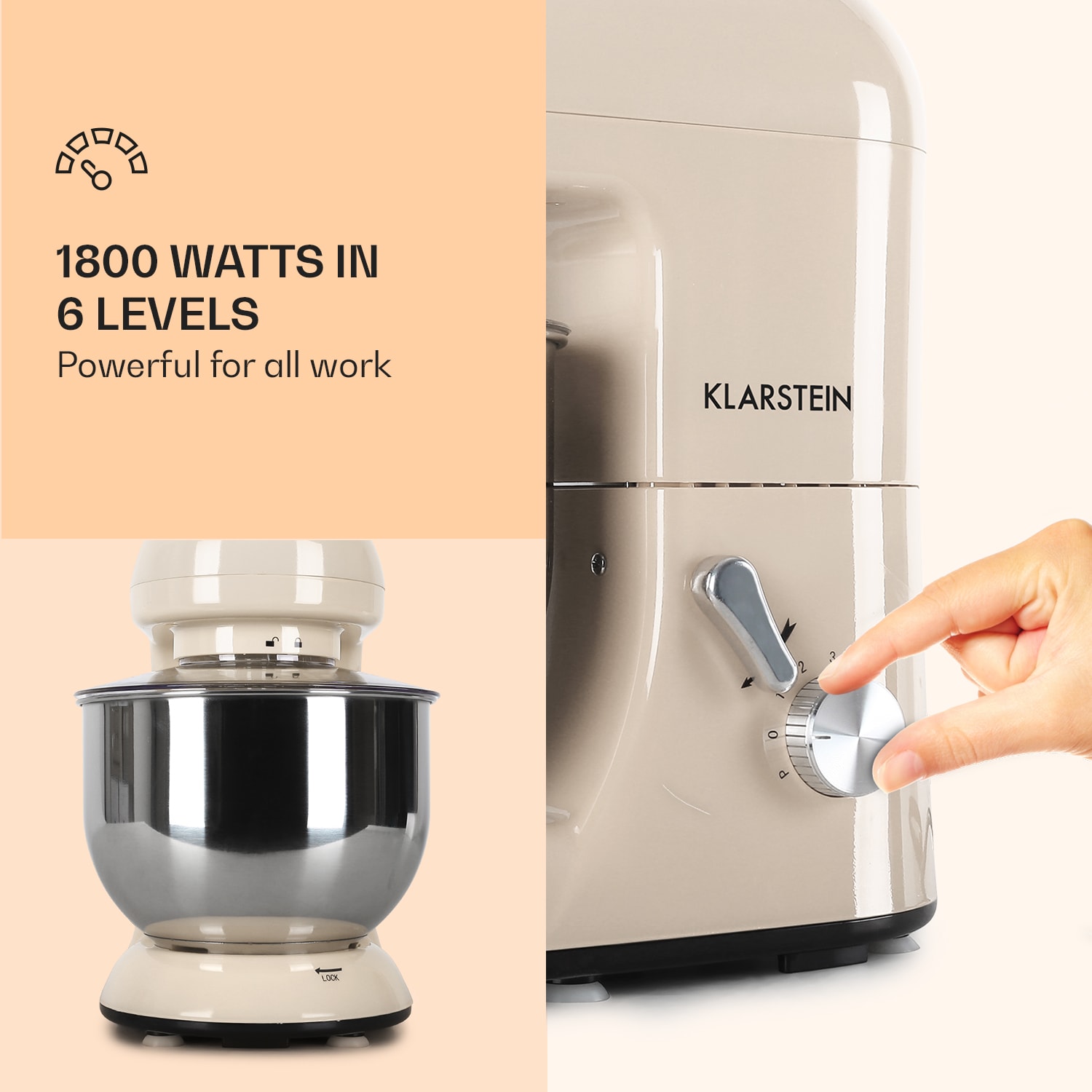 Klarstein Bella, kuchynský robot, 1800 W, 2,7 PS, 5,2 l – Obrázok 2