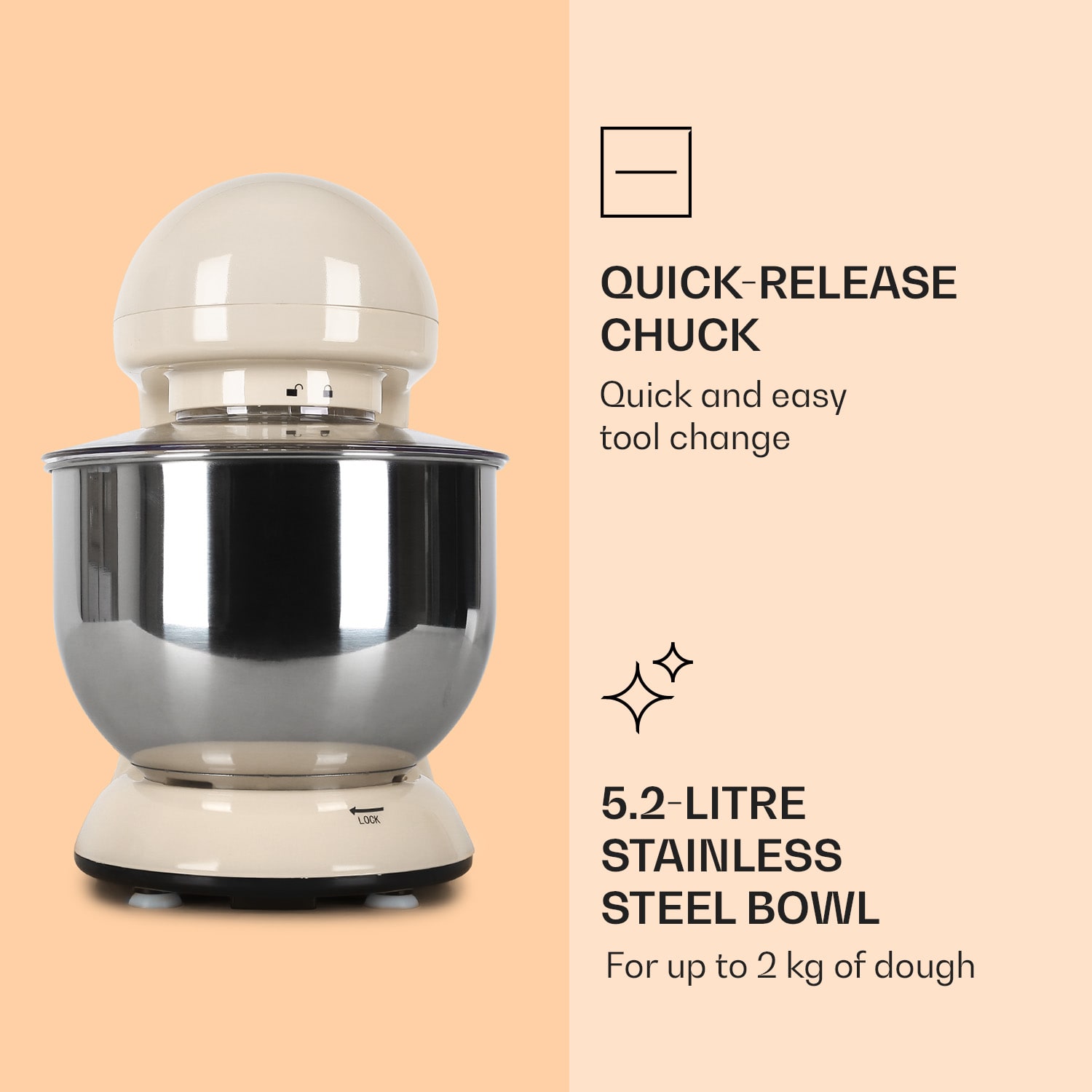 Klarstein Bella, kuchynský robot, 1800 W, 2,7 PS, 5,2 l – Obrázok 4