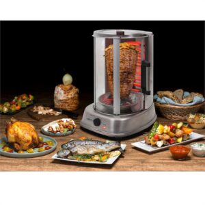 OneConcept Kebap Master Pro, vertikálny gril, 1500 W, strieborný