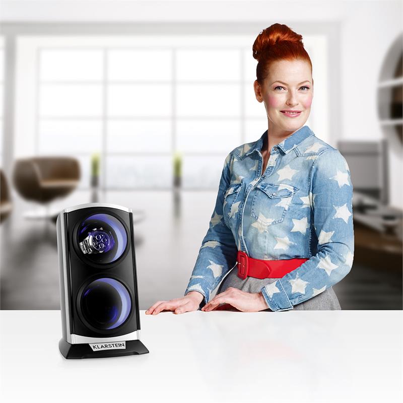 Klarstein St. Gallen Premium, naťahovač na hodinky, 2 hodiniek, 4 rýchlosti, čierny