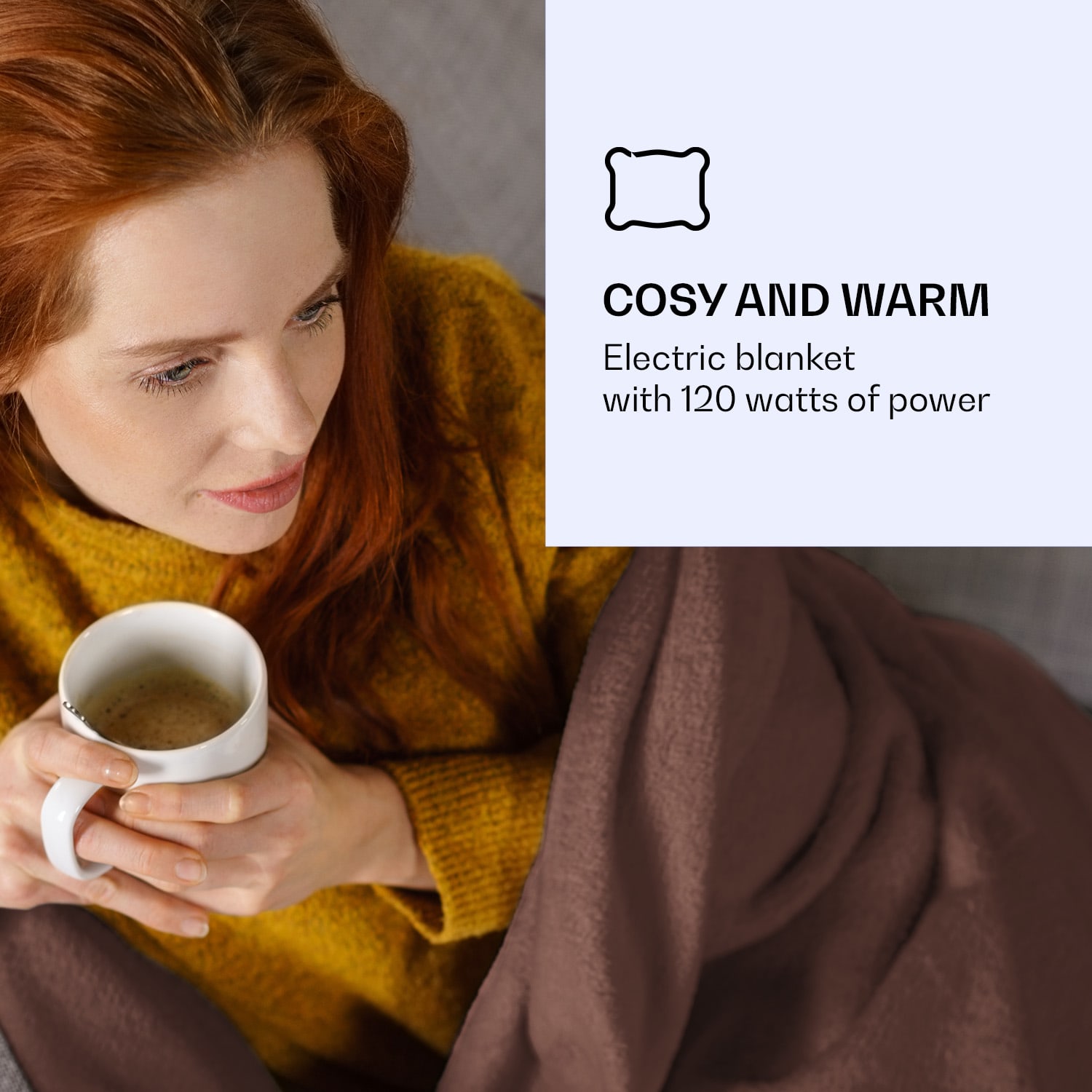 Klarstein Dr. Watson XL, vyhrievacia deka, 120 W, 180 x 130 cm, prateľná, mikroplyš, hnedá