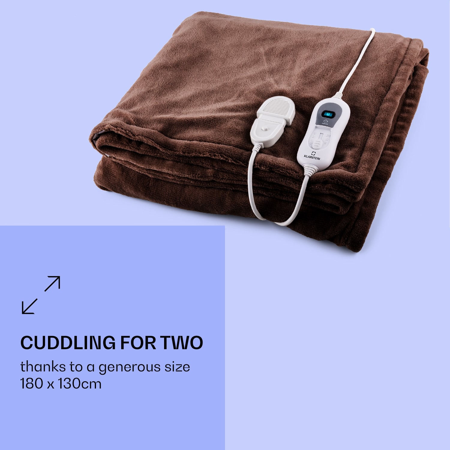 Klarstein Dr. Watson XL, vyhrievacia deka, 120 W, 180 x 130 cm, prateľná, mikroplyš, hnedá – Obrázok 3