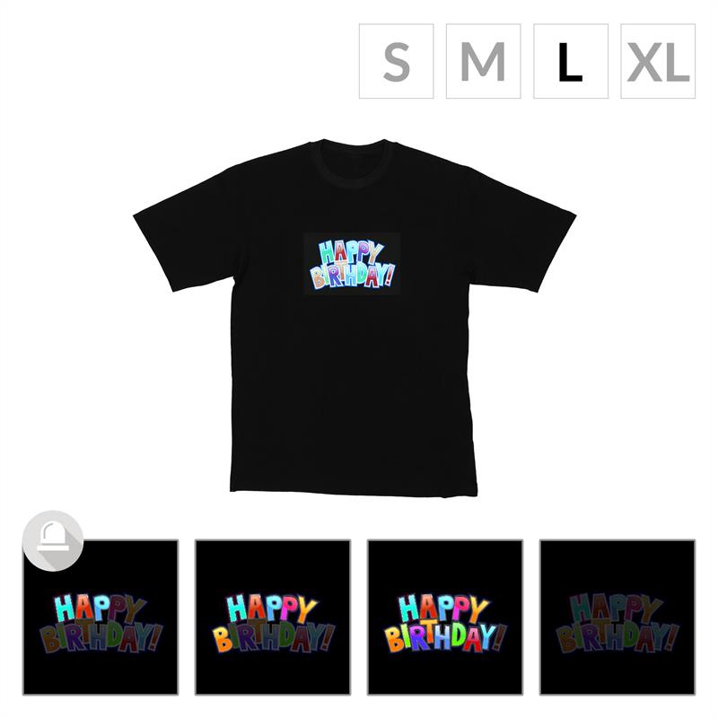 Resident DJ LED tričko, Happy Birthday, veľkosť L