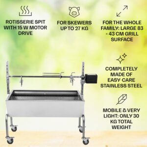 OneConcept Sauenland, gril na prasiatko s elektromotorom, otočný špíz