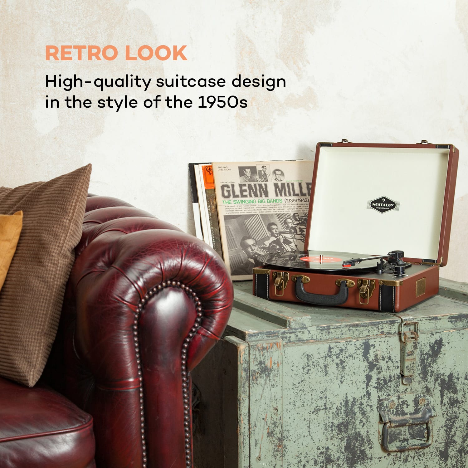 Auna Jerry Lee, retro gramofón, LP, USB, hnedý