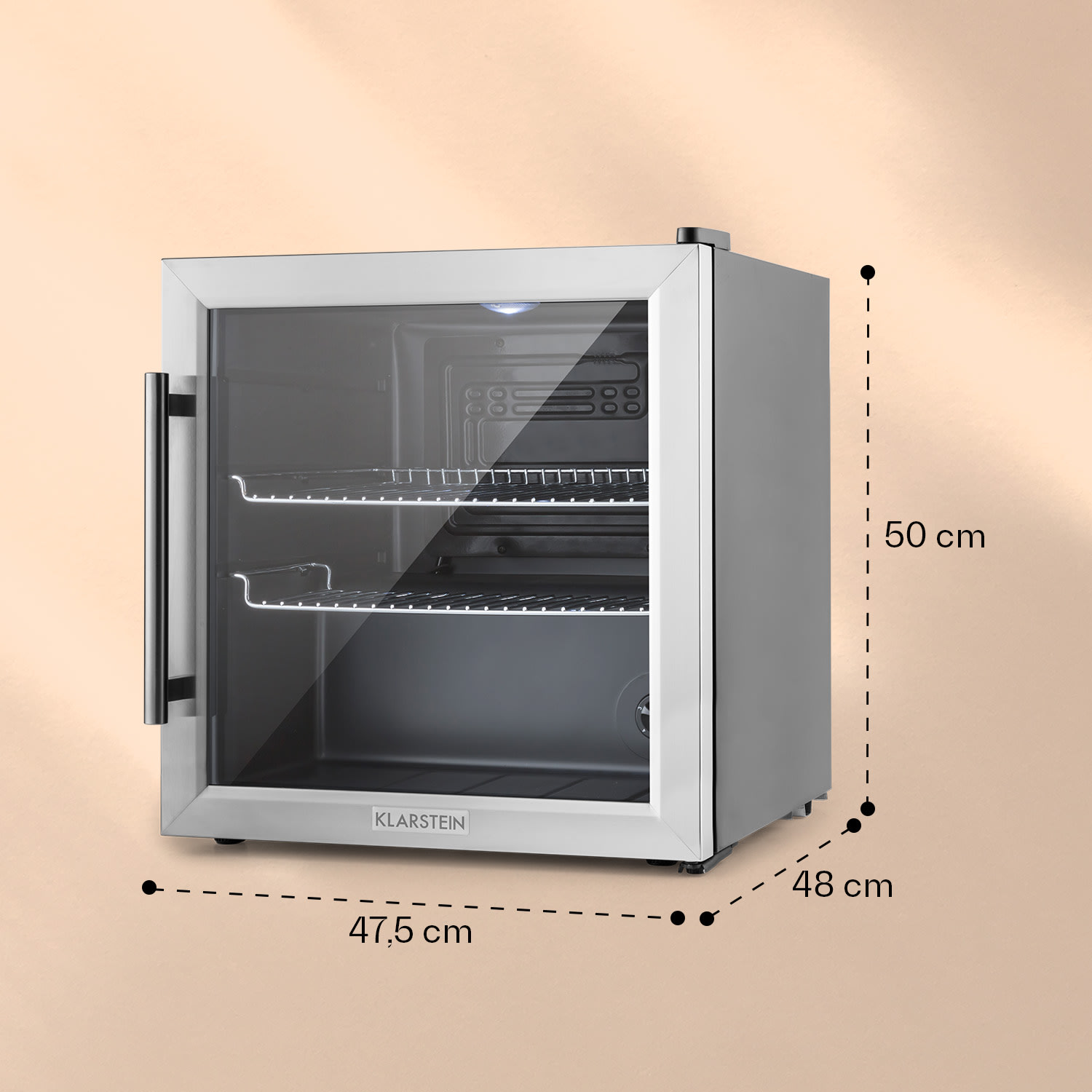 Klarstein Beersafe L, chladnička, 47 l, energet. trieda E, sklenené dvere, nehrdzavejúca oceľ – Obrázok 4