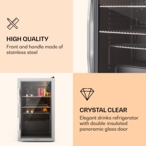 Klarstein Beersafe XXL, chladnička, 80 l, 3 police, energet. trieda E, panoramatické sklenené dvierka