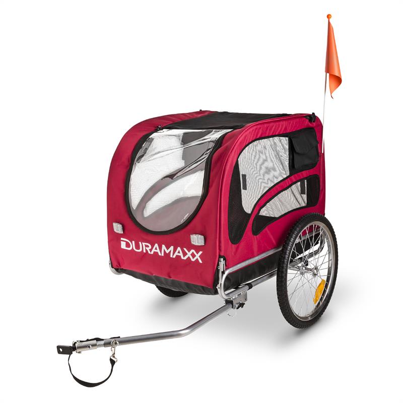 DURAMAXX King Rex, príves na bicykel pre psov, 250 l, 40 kg, oceľové rúry, červený – Obrázok 4