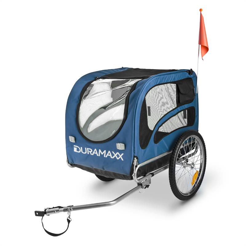DURAMAXX King Rex, príves na bicykel pre psov, 250 l, 40 kg, oceľové rúry, modrý – Obrázok 4