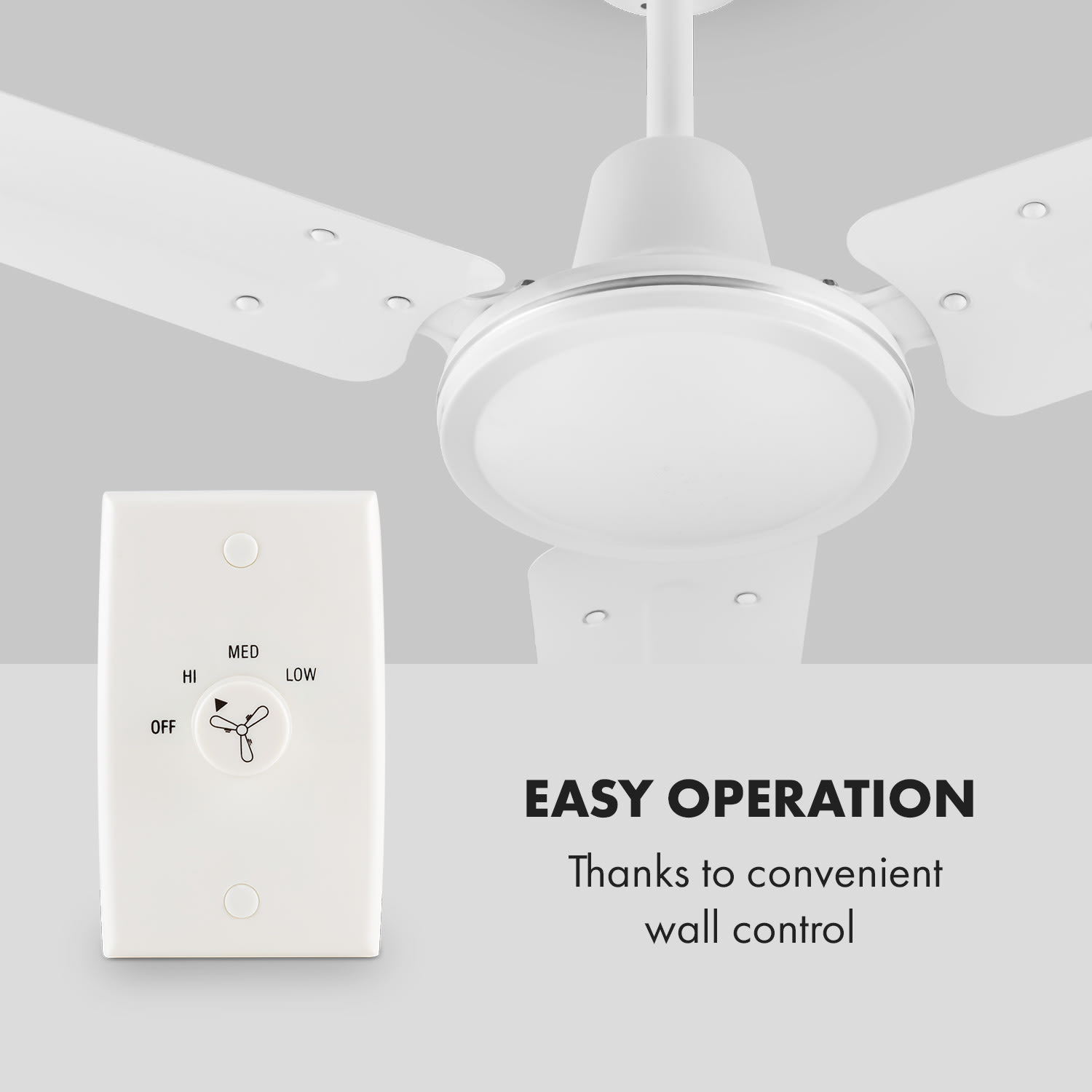 Klarstein Spin Doctor, stropný ventilátor, 55 W, 122 cm, 3 ramená, nehrdzavejúca oceľ, biely – Obrázok 2