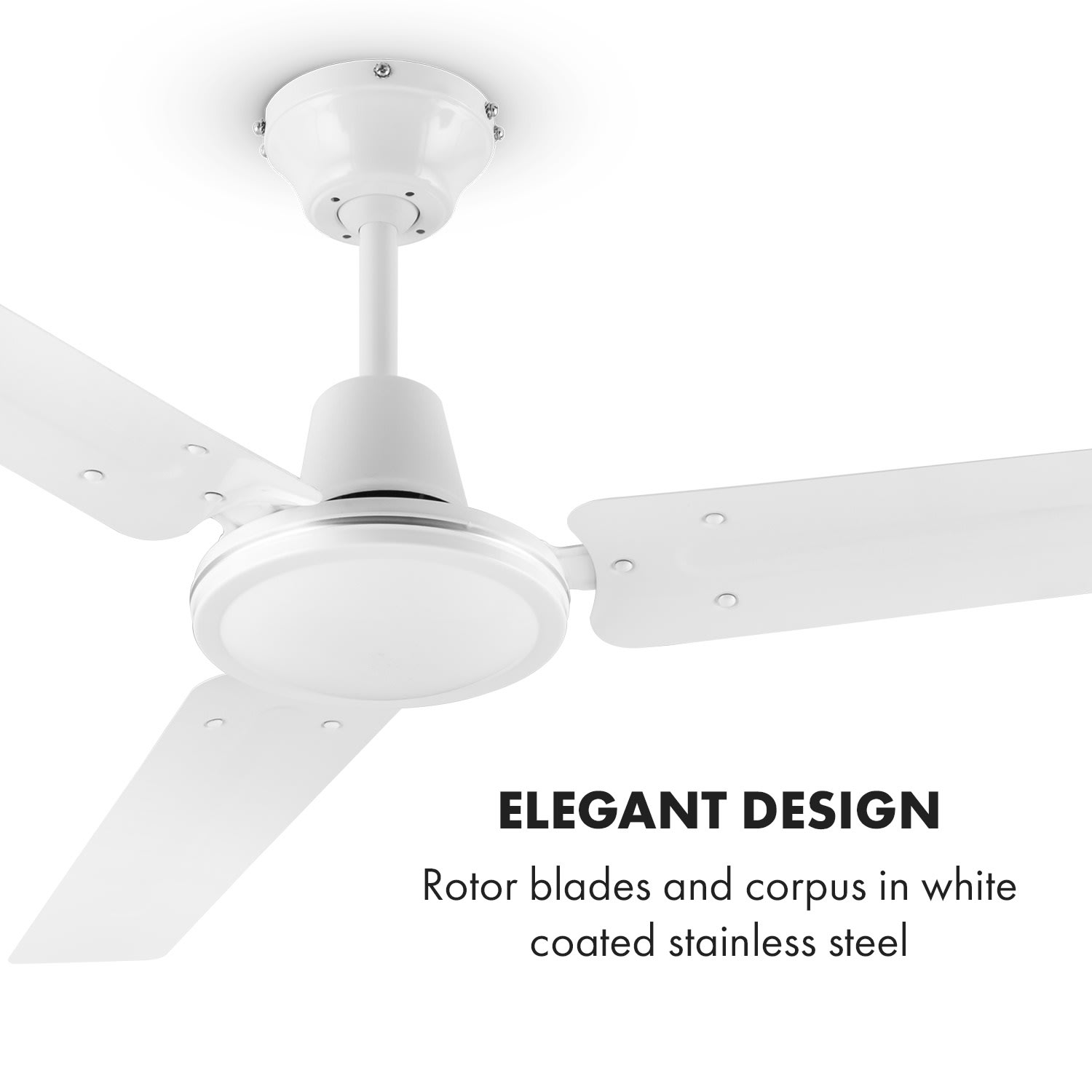 Klarstein Spin Doctor, stropný ventilátor, 55 W, 122 cm, 3 ramená, nehrdzavejúca oceľ, biely – Obrázok 4