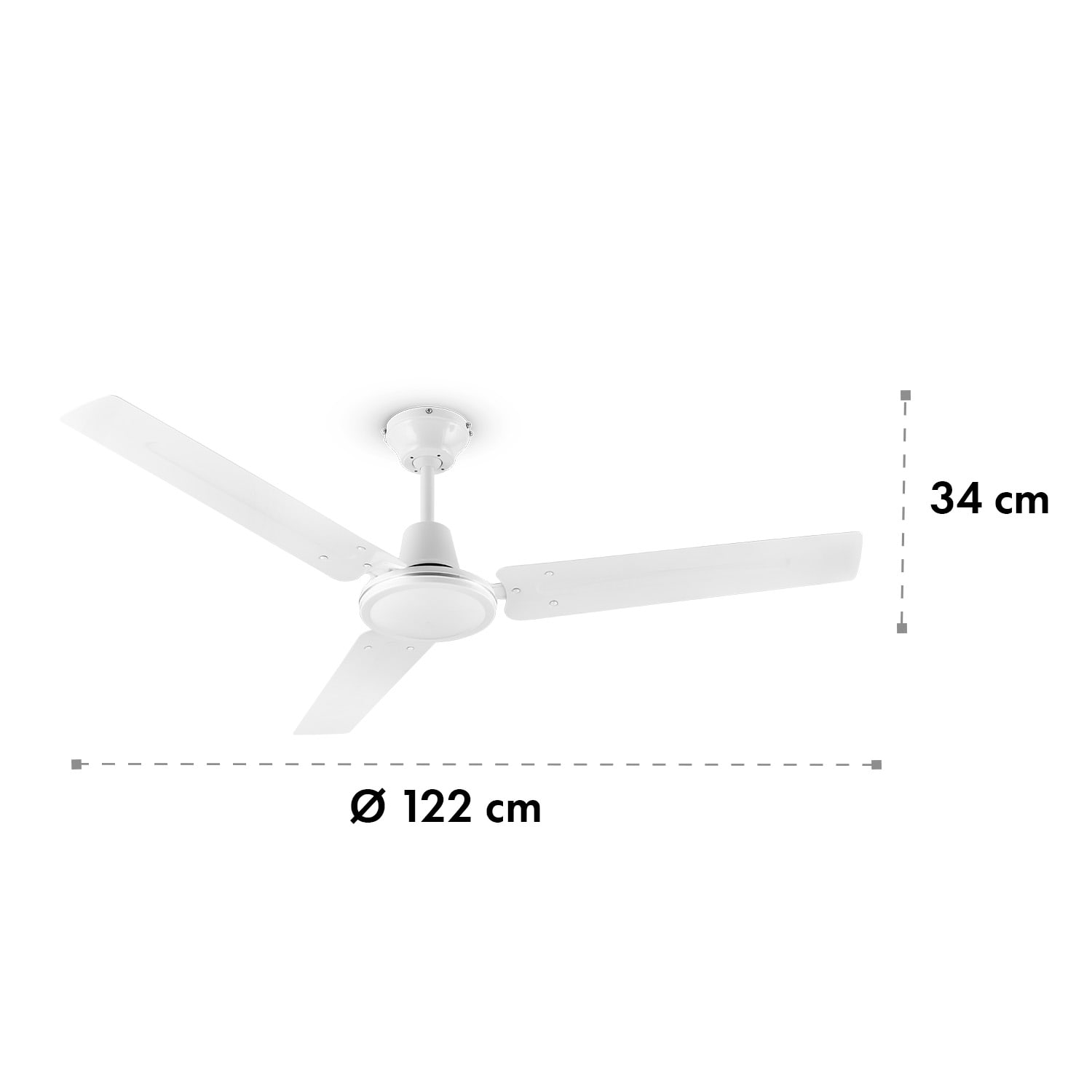 Klarstein Spin Doctor, stropný ventilátor, 55 W, 122 cm, 3 ramená, nehrdzavejúca oceľ, biely – Obrázok 5