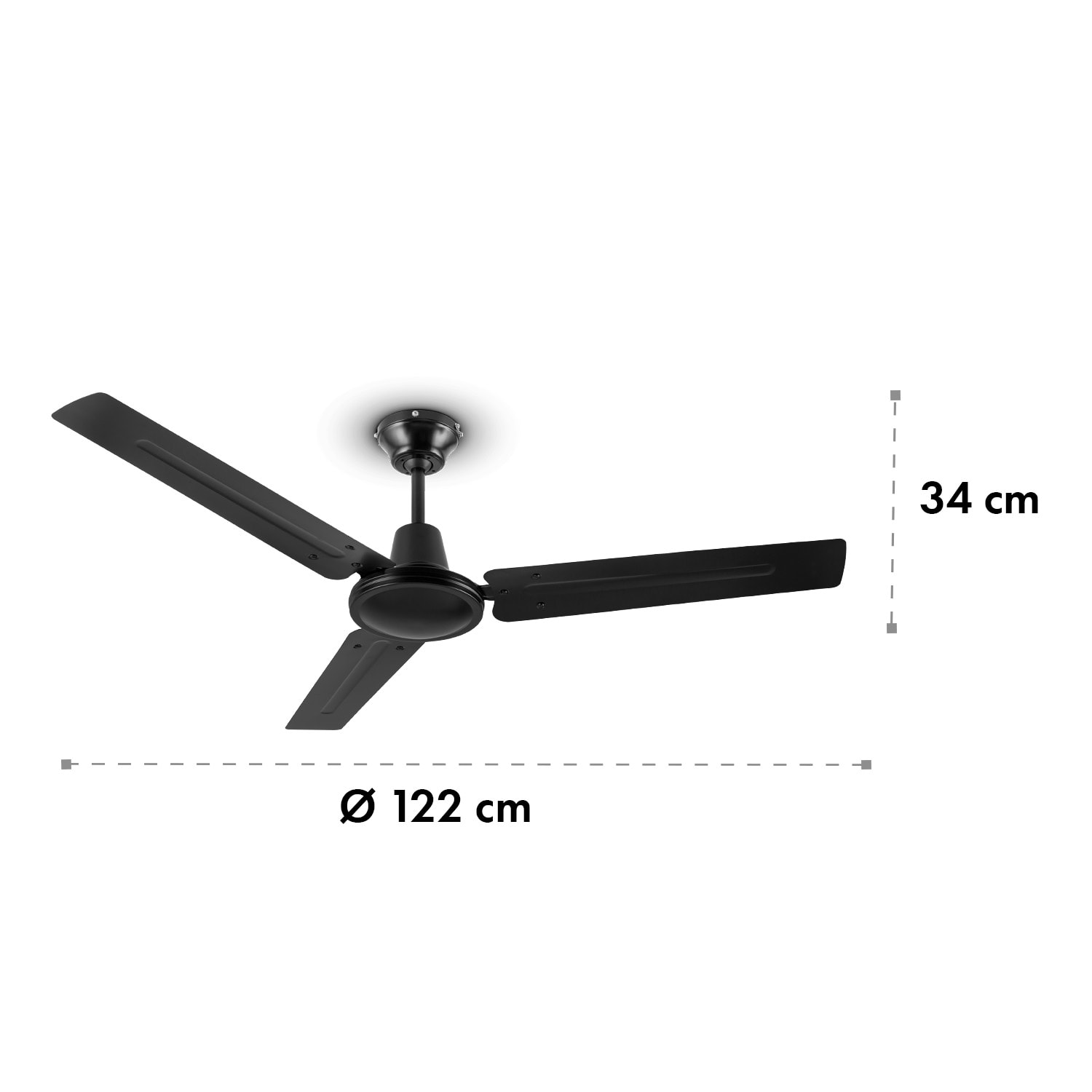 Klarstein Spin Doctor, stropný ventilátor, 55 W, 122 cm, 3 ramená, nehrdzavejúca oceľ, čierny – Obrázok 5