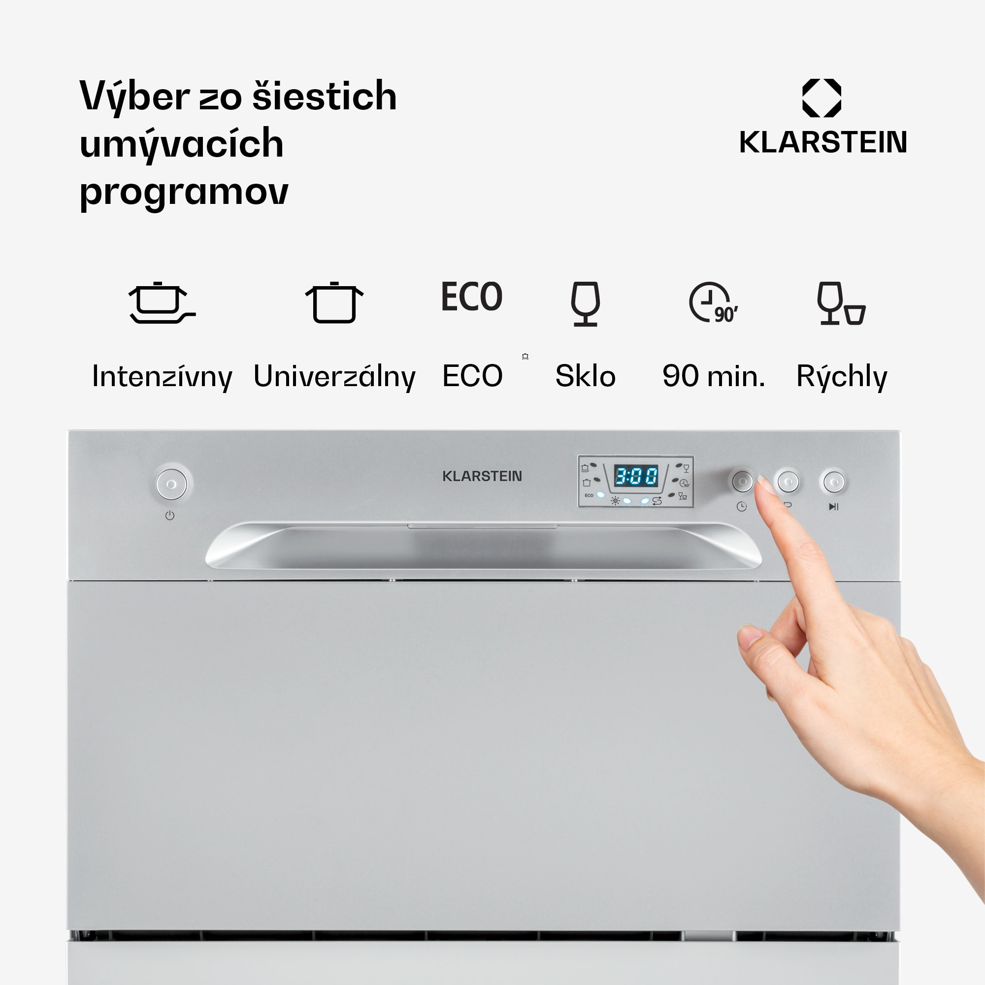 Klarstein Amazonia 6, umývačka riadu, 1300 W, na 6 súprav riadu, energet. trieda F, 49 dB, tlačidlové ovládanie – Obrázok 2