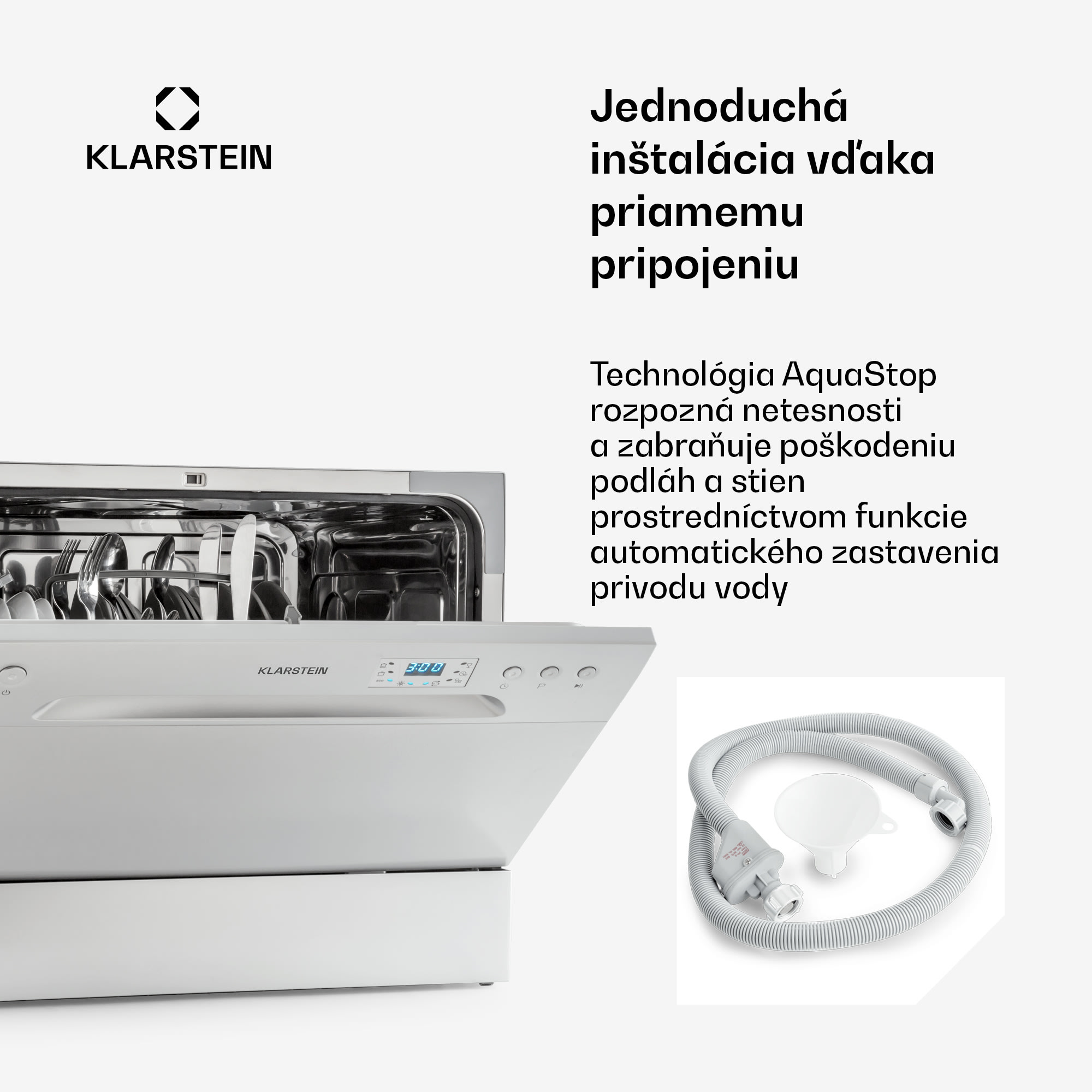 Klarstein Amazonia 6, umývačka riadu, 1300 W, na 6 súprav riadu, energet. trieda F, 49 dB, tlačidlové ovládanie – Obrázok 3