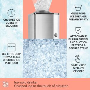 OneConcept Icebreaker, drvič ľadu, 15 kg/h, objem 3,5 l, zásobník na ľad, nehrdzavejúca oceľ