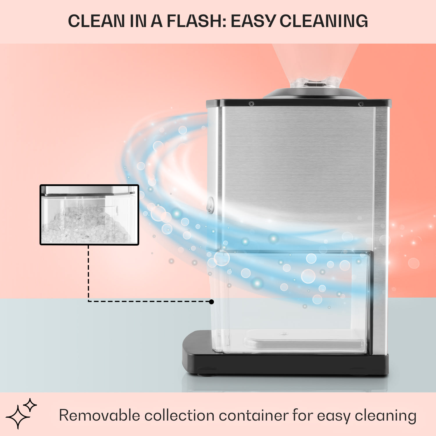 OneConcept Icebreaker, drvič ľadu, 15 kg/h, objem 3,5 l, zásobník na ľad, nehrdzavejúca oceľ – Obrázok 4