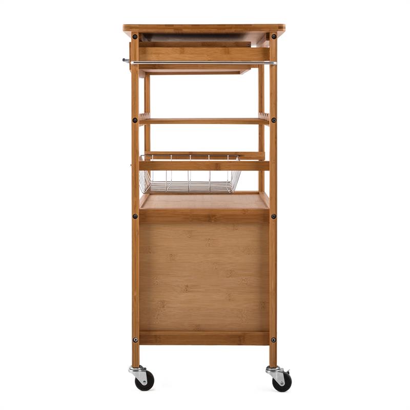 Klarstein Louisiana, servírovací vozík, kuchynský vozík, 5 poschodí, drevený držiak na utierky, mobilný – Obrázok 5