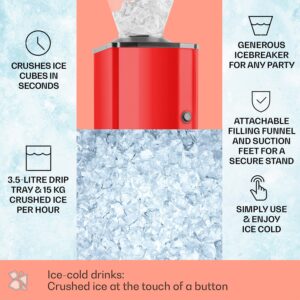 OneConcept Icebreaker, drvič ľadu, 15 kg/h, objem 3,5 l, zásobník na ľad, nehrdzavejúca oceľ, červený