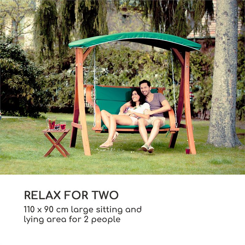 Blumfeldt Tahiti, záhradná hojdačka, 110 cm, 2 miesta, strecha, polyester, červený smrek – Obrázok 2