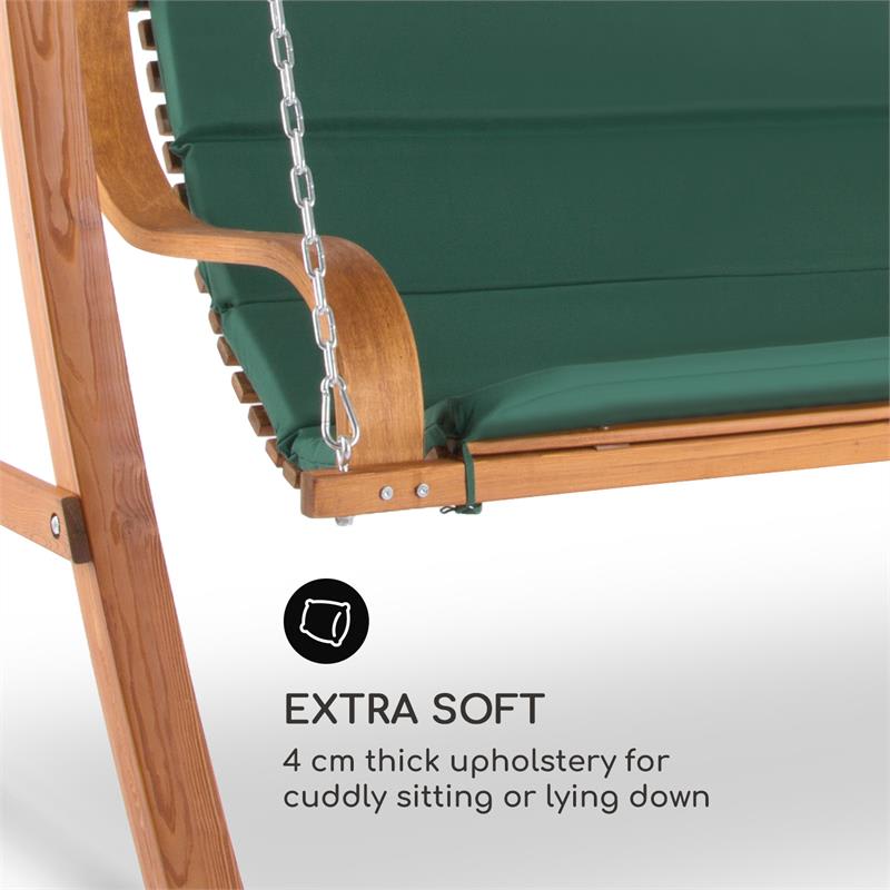 Blumfeldt Tahiti, záhradná hojdačka, 110 cm, 2 miesta, strecha, polyester, červený smrek – Obrázok 3