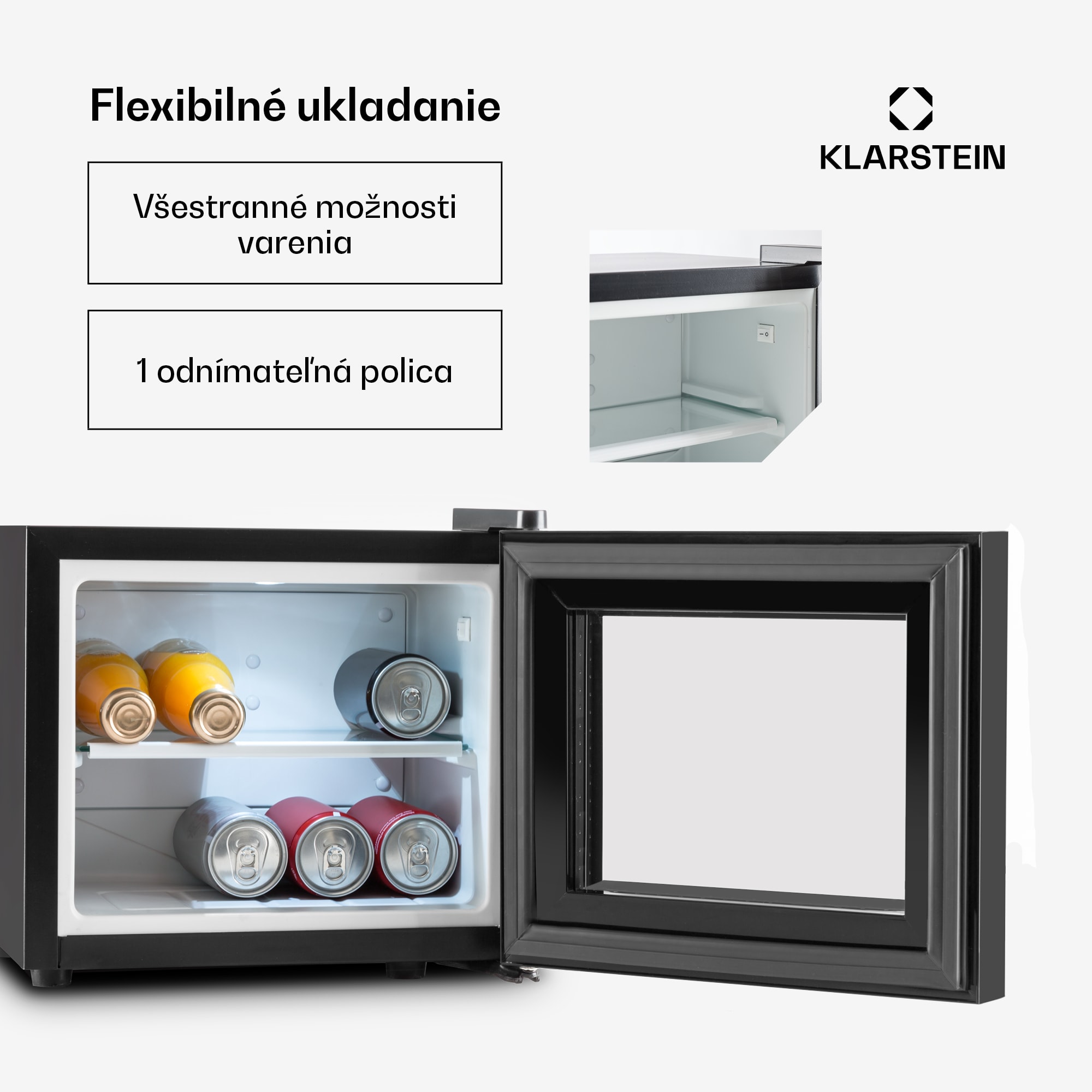 Klarstein Frosty, mini chladnička, 10 l, energet. trieda B, 65 W, čierna – Obrázok 4