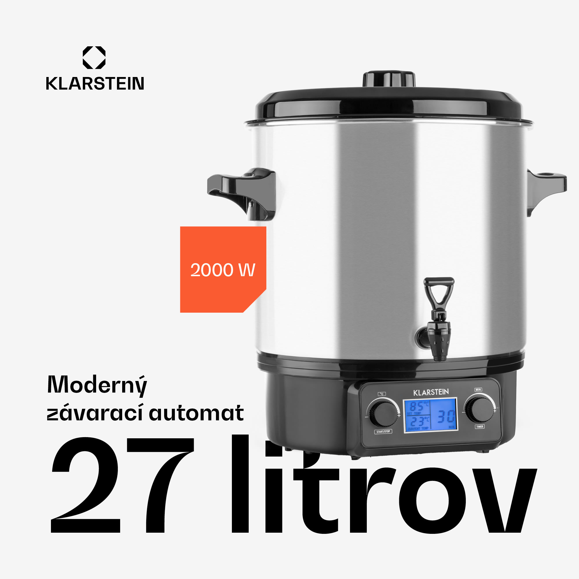 Klarstein Biggie Digital zavárací automat 27l 2000W nehrdzavejúca oceľ – Obrázok 2