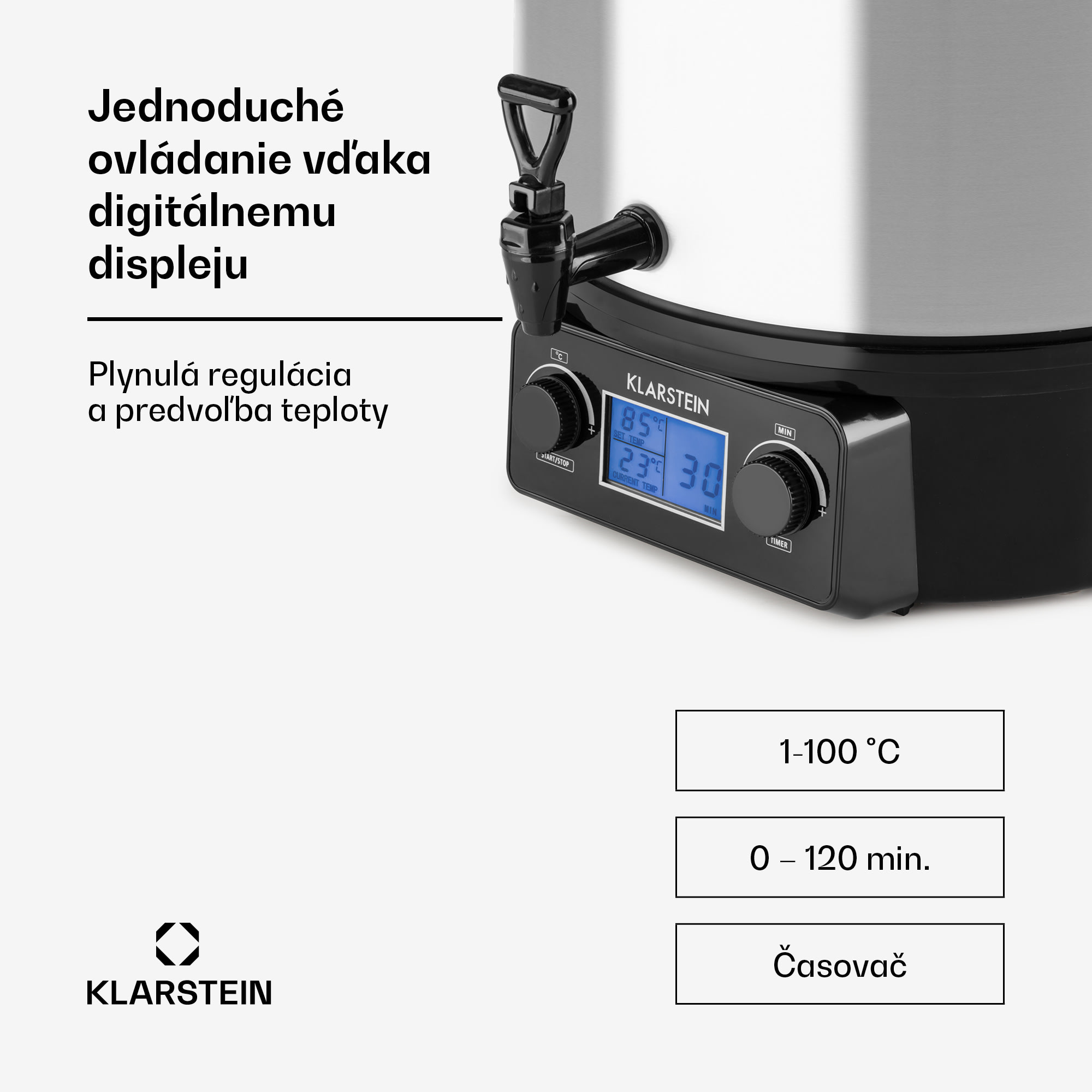 Klarstein Biggie Digital zavárací automat 27l 2000W nehrdzavejúca oceľ – Obrázok 3