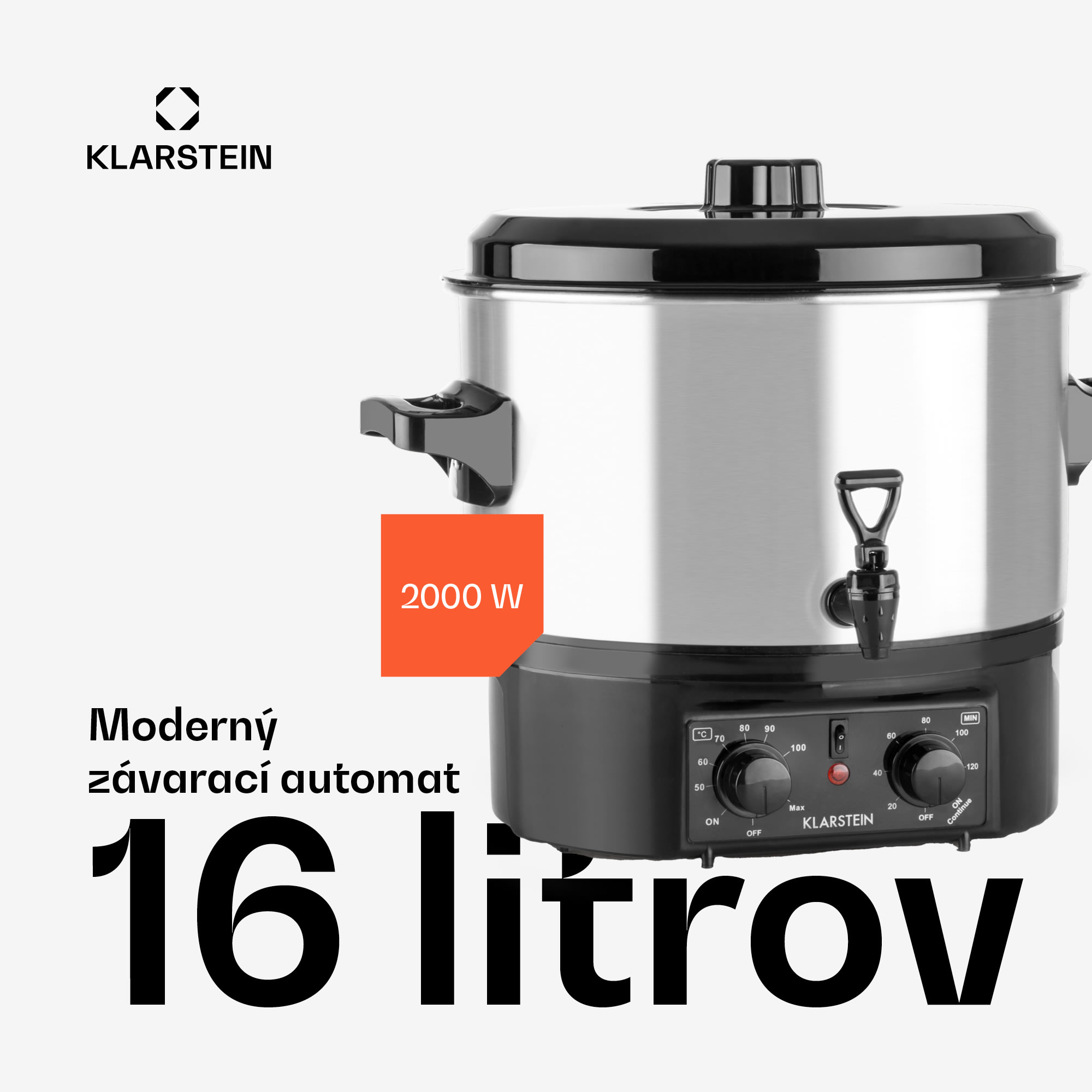 Klarstein Biggie Small, zavárací hrniec, 16 l, 2000 W, nehrdzavejúca oceľ – Obrázok 2