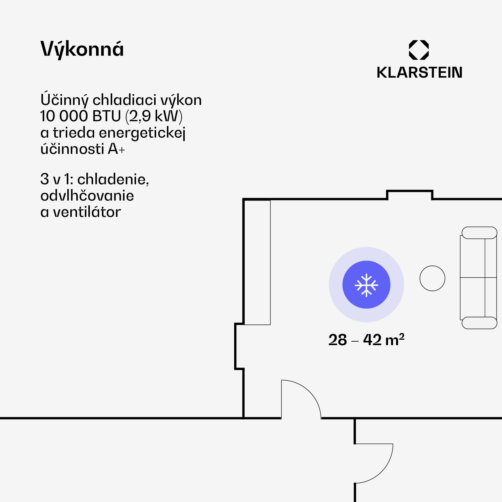Klarstein Metrobreeze Rom, mobilná klimatizácia, 10 000 BTU, A+, diaľkový ovládač, biela – Obrázok 2