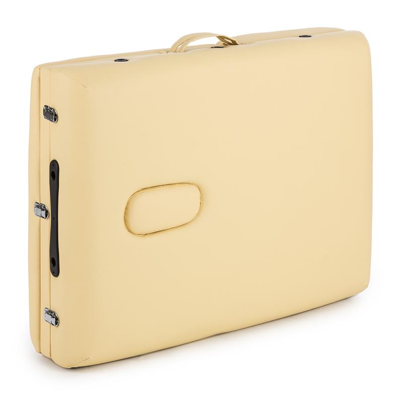 KLARFIT MT 500, masážny stôl, 210 cm, 200 kg, sklápací, jemný povrch, taška, béžový – Obrázok 2