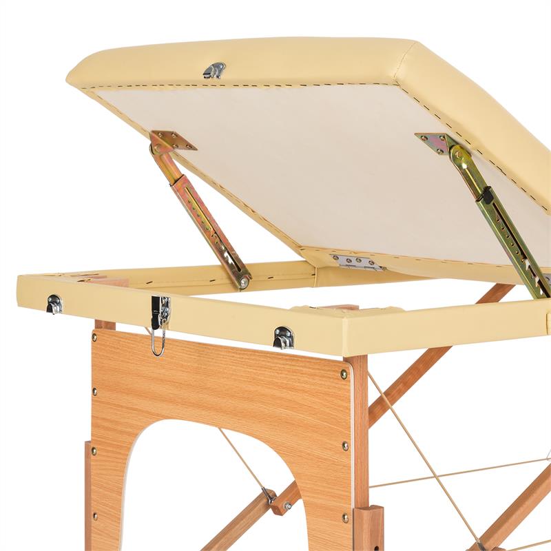 KLARFIT MT 500, masážny stôl, 210 cm, 200 kg, sklápací, jemný povrch, taška, béžový – Obrázok 3