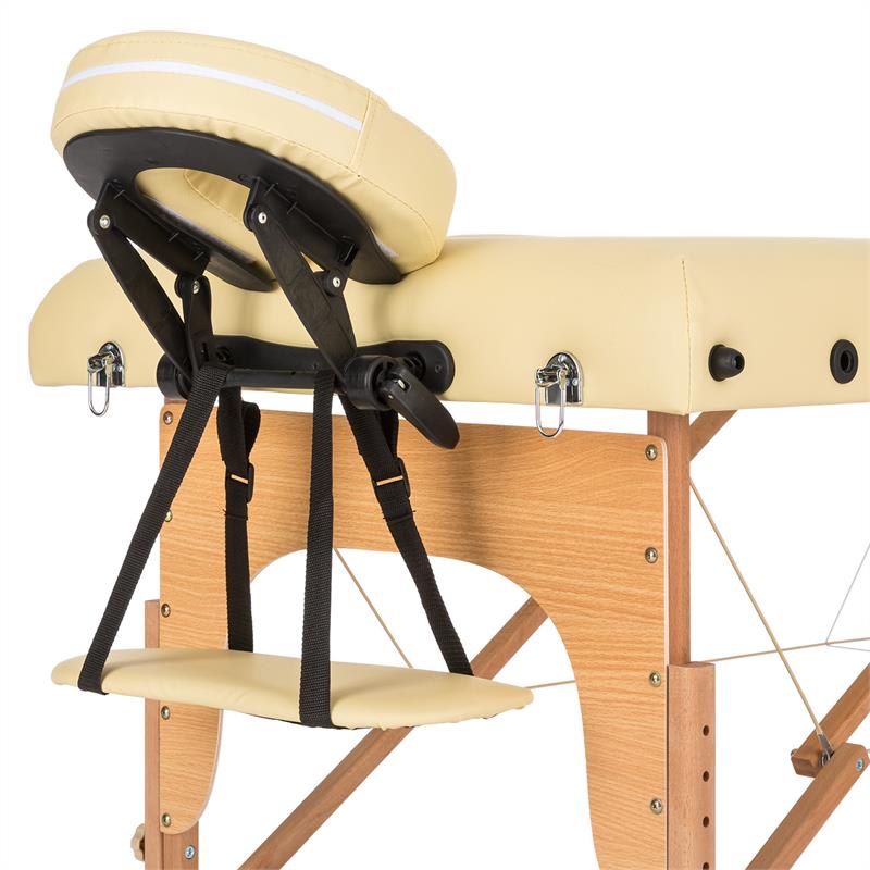 KLARFIT MT 500, masážny stôl, 210 cm, 200 kg, sklápací, jemný povrch, taška, béžový – Obrázok 4