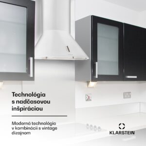 Klarstein Lumio Neo, digestor, 60 cm, komínový, 610 m³/h, retro dizajn, nehrdzavejúca oceľ, biely