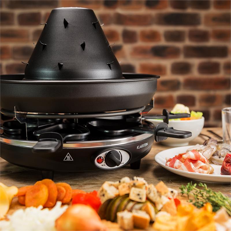 Klarstein Taste Volcano, raclette gril, 1500 W, tatársky gril, 8 osôb – Obrázok 2