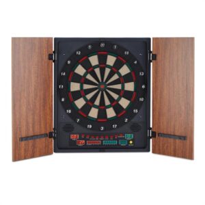KLARFIT Dartmaster 180, hnedý, terč na šípky, automat na šípky, mäkký hrot, dvierka