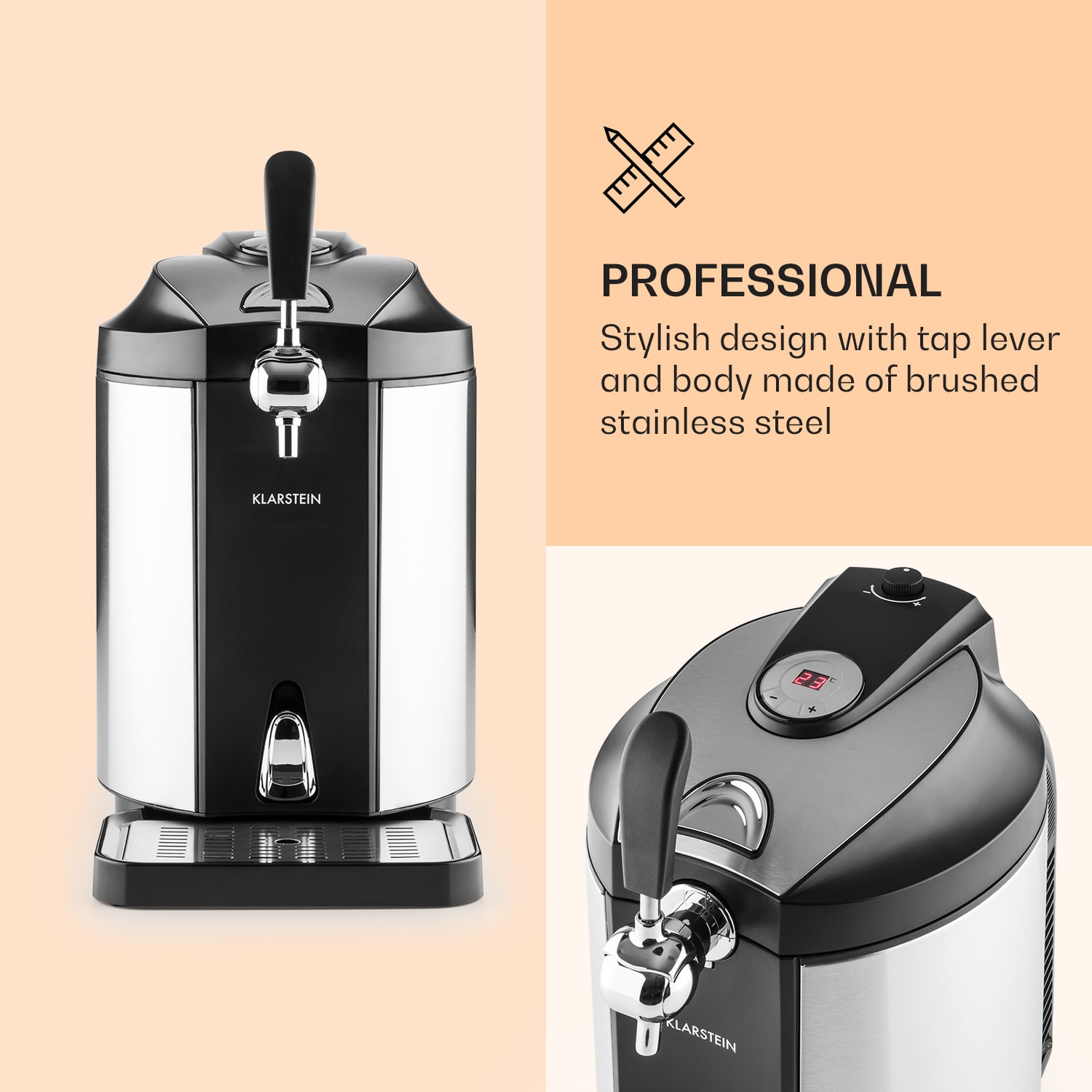 Klarstein Skal, výčapné zariadenie, chladenie piva, 5 l súdok, CO2, nehrdzavejúca oceľ – Obrázok 2