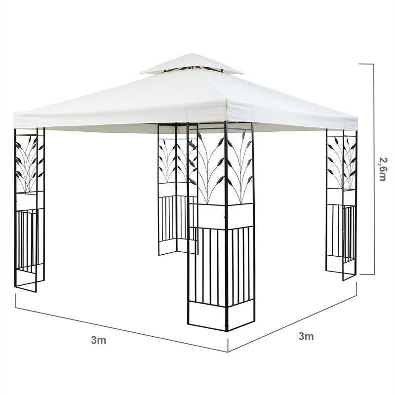 Blumfeldt Odeon Beige, záhradný altánok, 3 x 3 m, oceľ, polyester, svetlobéžový