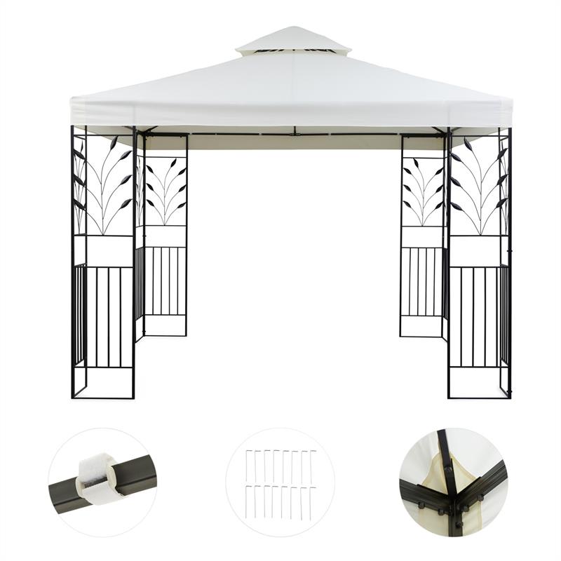 Blumfeldt Odeon Beige, záhradný altánok, 3 x 3 m, oceľ, polyester, svetlobéžový – Obrázok 2