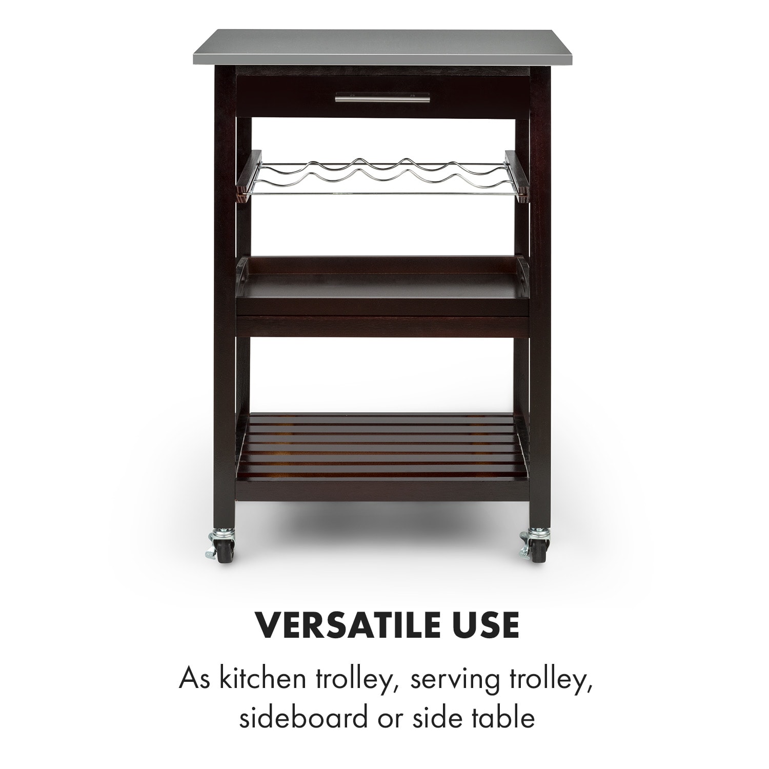 Klarstein Vermont, servírovací vozík, kuchynský vozík, 5 poschodí, drevo, ušľachtilá oceľ, mobilný – Obrázok 2