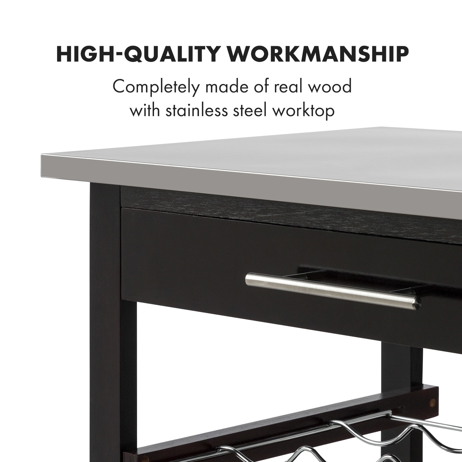 Klarstein Vermont, servírovací vozík, kuchynský vozík, 5 poschodí, drevo, ušľachtilá oceľ, mobilný – Obrázok 3