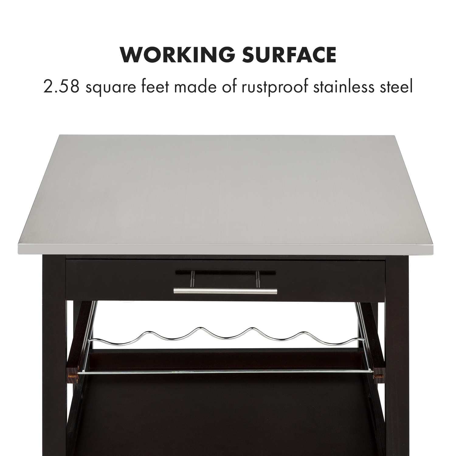 Klarstein Vermont, servírovací vozík, kuchynský vozík, 5 poschodí, drevo, ušľachtilá oceľ, mobilný – Obrázok 5