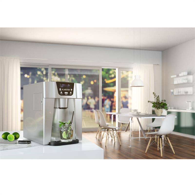 Klarstein Ice Volcano 2 GS, výrobník ľadu, 13 kg/24 h, zariadenie na výrobu ľadu, LED, strieborný
