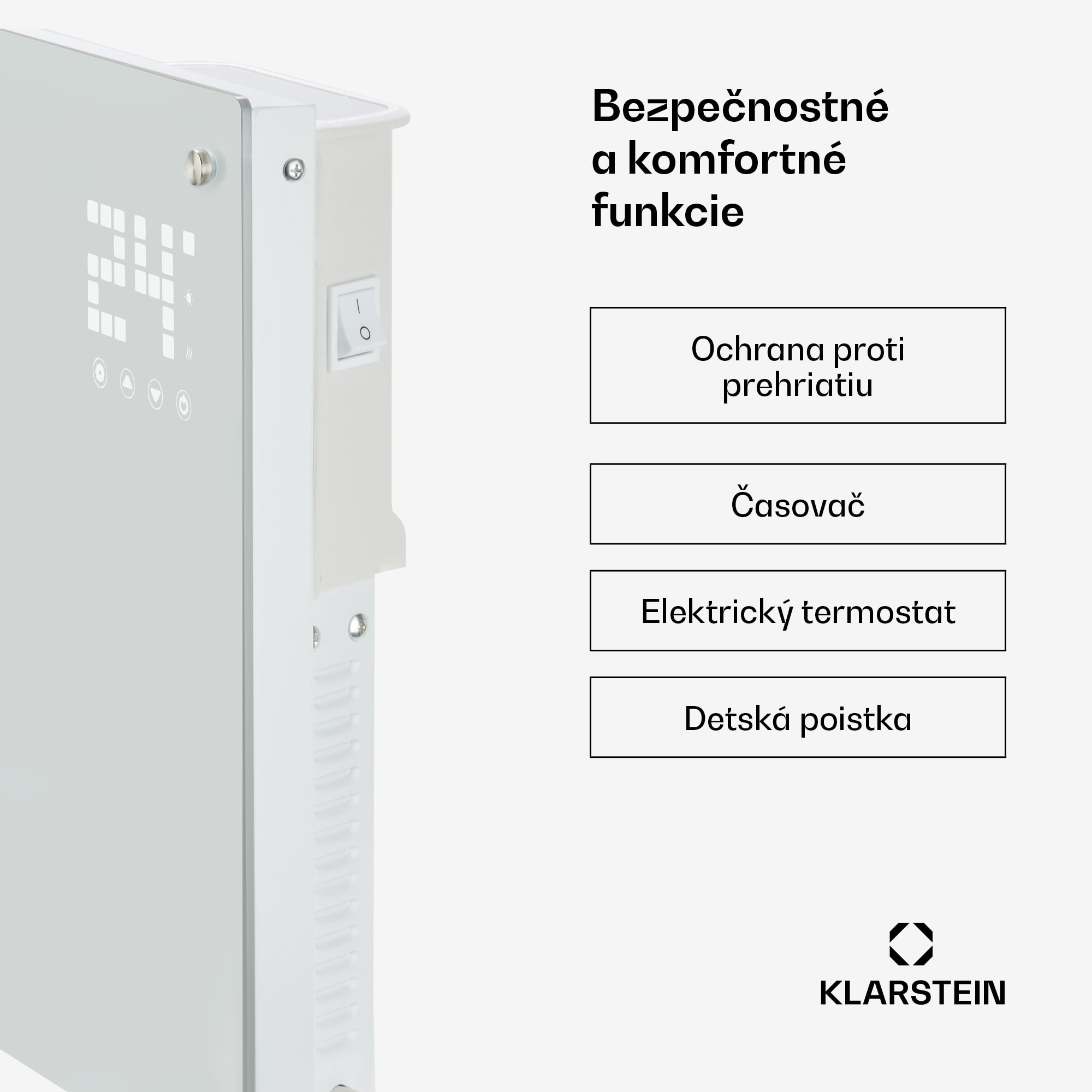 Klarstein Bornholm, konvektor, 2000 W, LED displej, 2 stupne ohrevu, biely – Obrázok 5