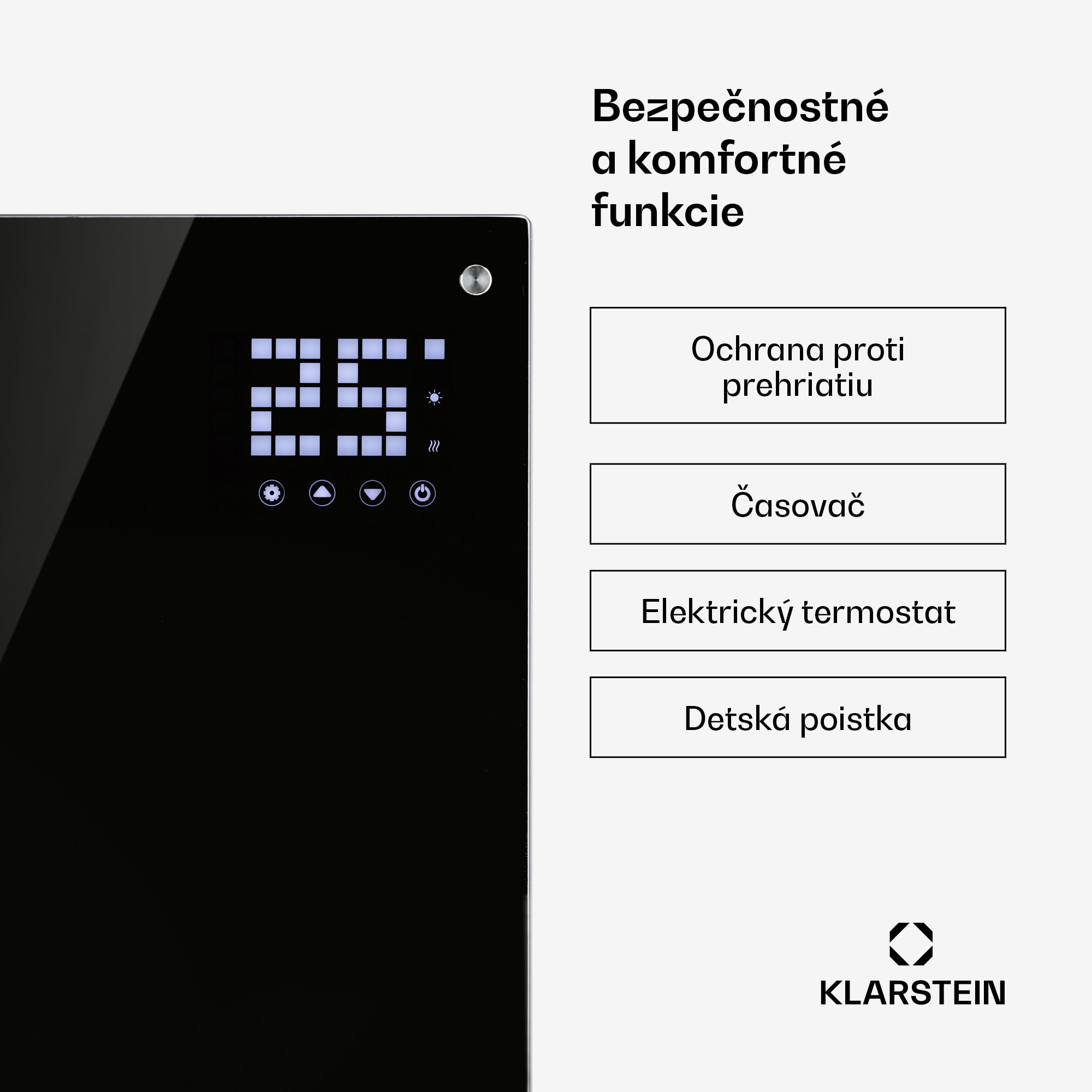 Klarstein Bornholm, konvektor, 2000 W, LED displej, 2 stupne ohrevu, čierny – Obrázok 5