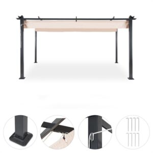 Blumfeldt Pantheon, pergola, prístrešok, 3 x 4 m, hliník, strieška proti slnku, polyester, béžová