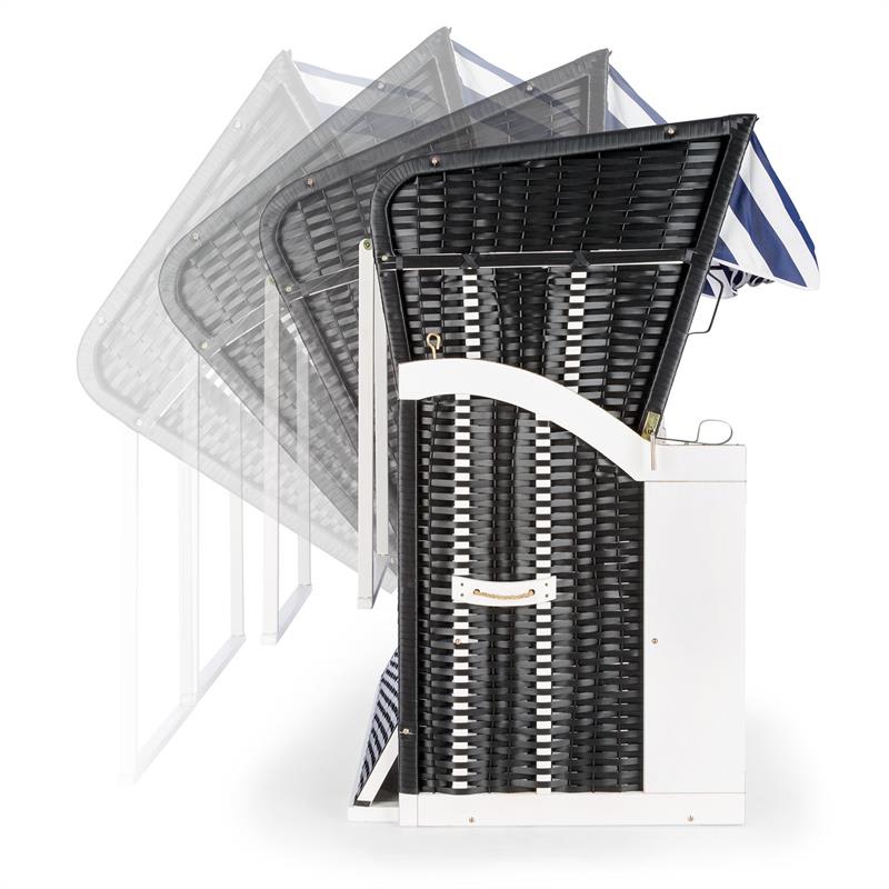 Blumfeldt Hiddensee, plážové sedenie, plážový kôš XL, dvojsedadlo, ležadlo, borovica, modré/biele, pruhovaný motív – Obrázok 2